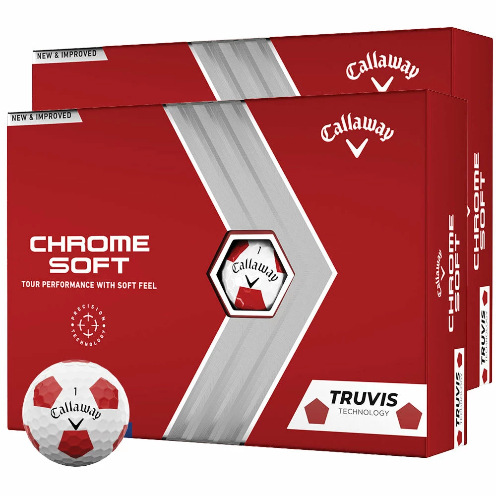 Callaway Chrome Soft Truvis Golf Balls - Red - Double Dozen