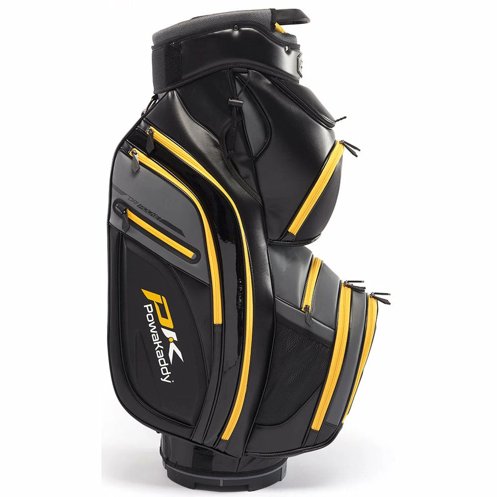 PowaKaddy Premium-Tech Cart Bag - Black/Gun Metal/Yellow - Image 2