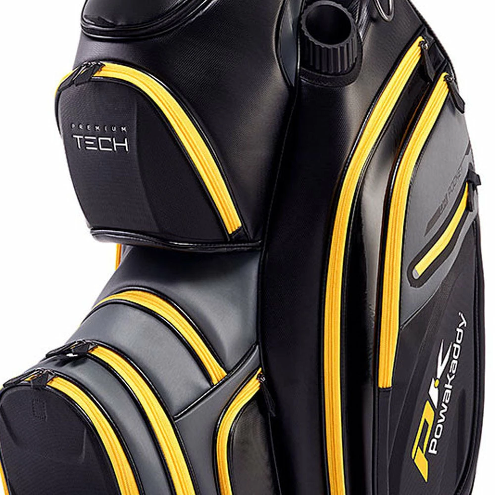 PowaKaddy Premium-Tech Cart Bag - Black/Gun Metal/Yellow - Image 5