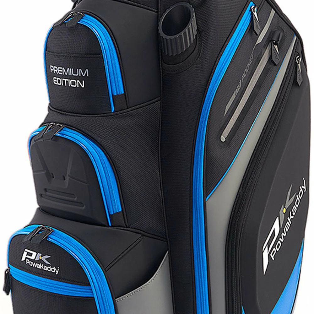 PowaKaddy Premium Edition Cart Bag - Black/Gun Metal/Blue - Image 5