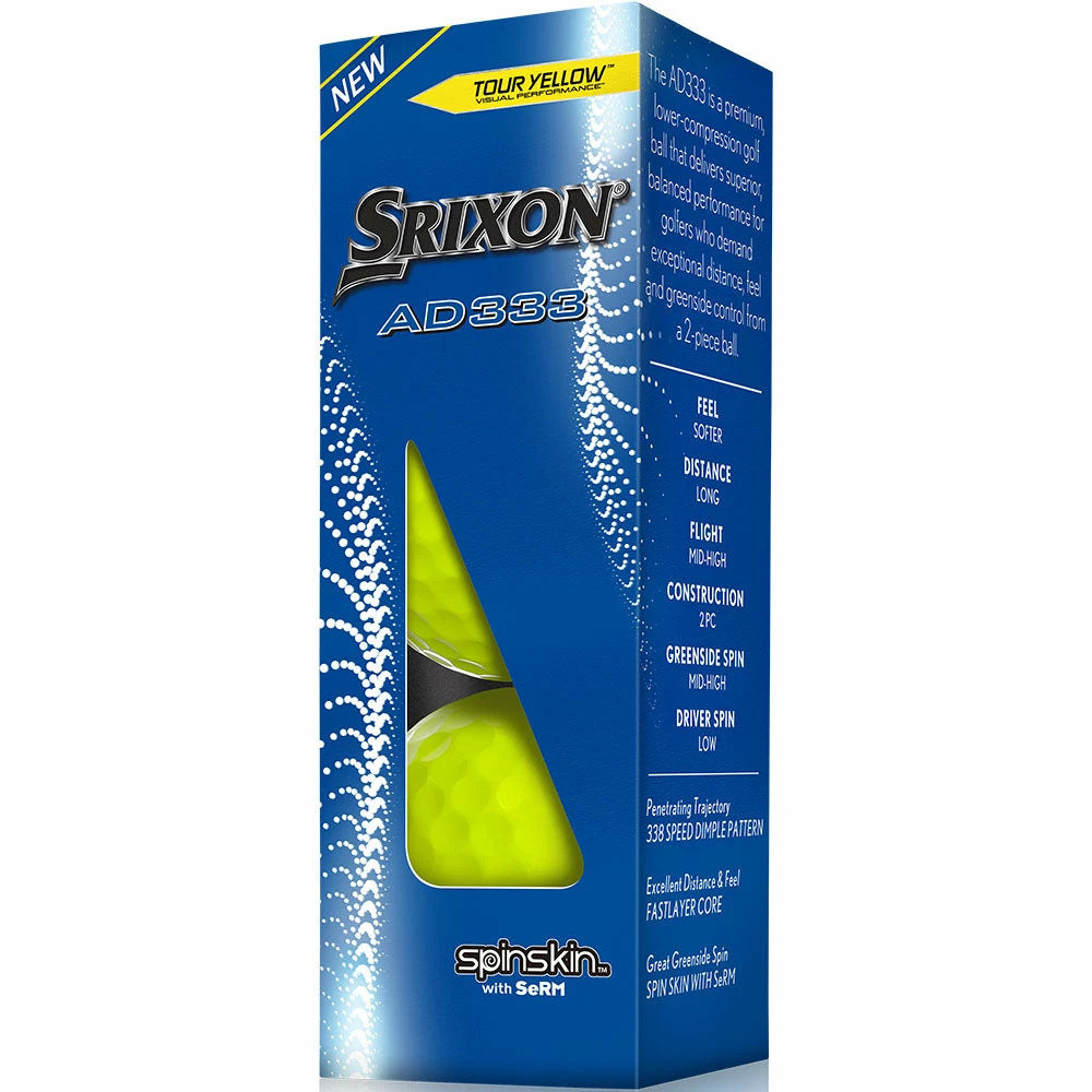 Srixon AD333 Golf Balls - Tour Yellow - 12 Pack - Image 3