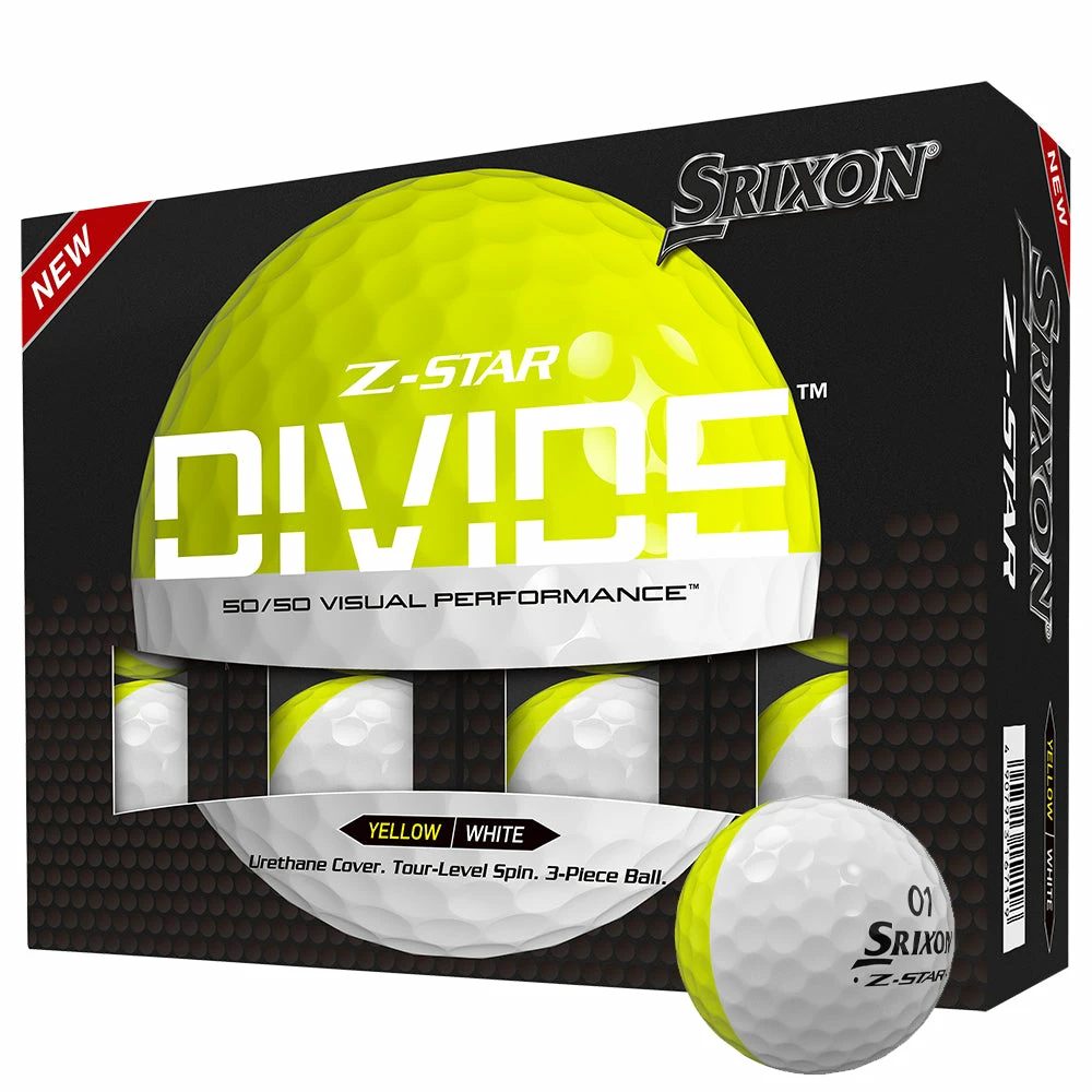 Srixon Z-Star Divide Golf Balls - White/Yellow - 12 Pack