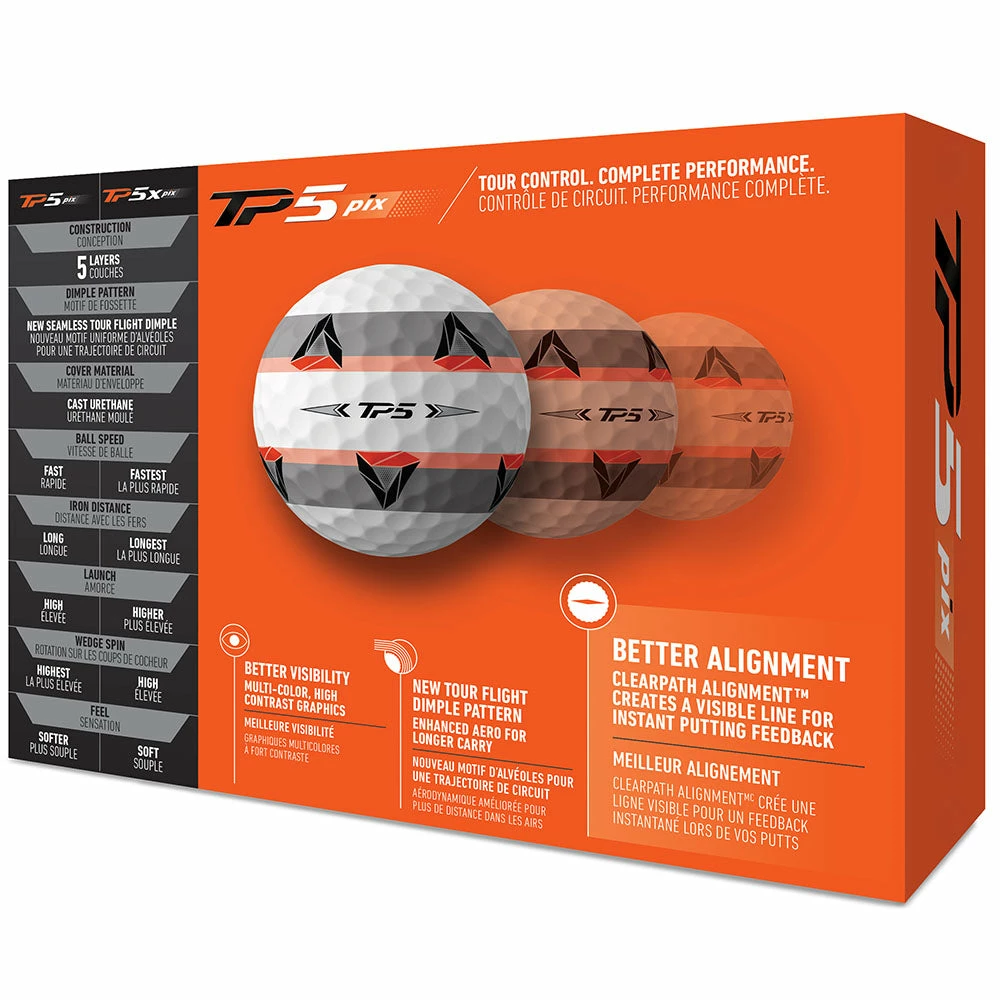 TaylorMade TP5 Pix 2.0 Golf Balls - White - 12 Pack - Image 4