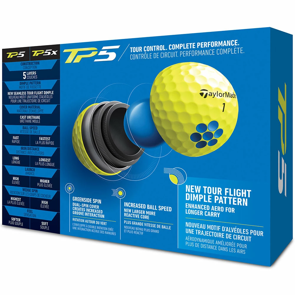 TaylorMade TP5 Golf Balls - Yellow - 12 Pack - Image 4
