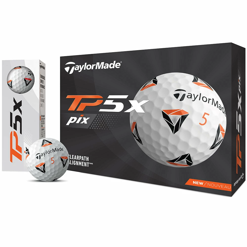 TaylorMade TP5x Pix 2.0 Golf Balls - White - 12 Pack