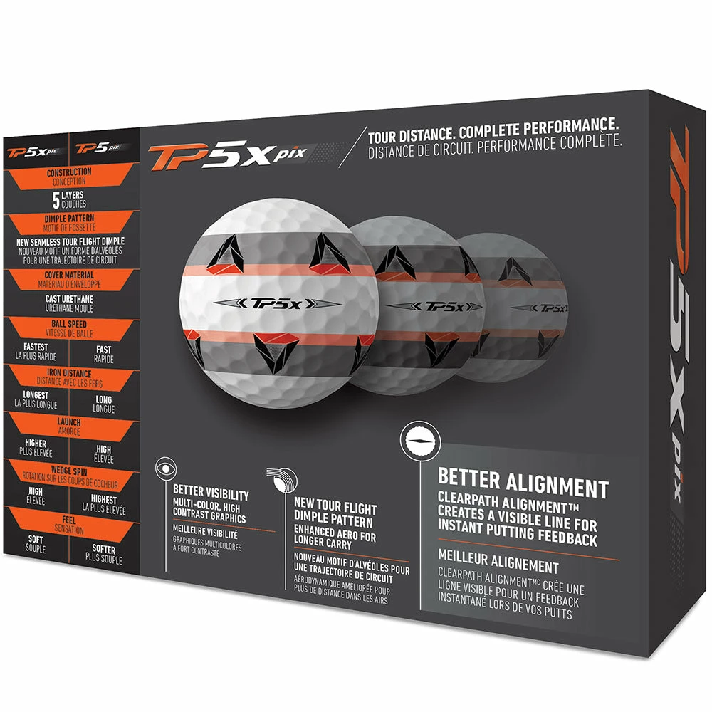 TaylorMade TP5x Pix 2.0 Golf Balls - White - 12 Pack - Image 6