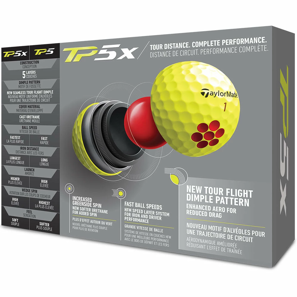 TaylorMade TP5x Golf Balls - Yellow - 12 Pack - Image 3